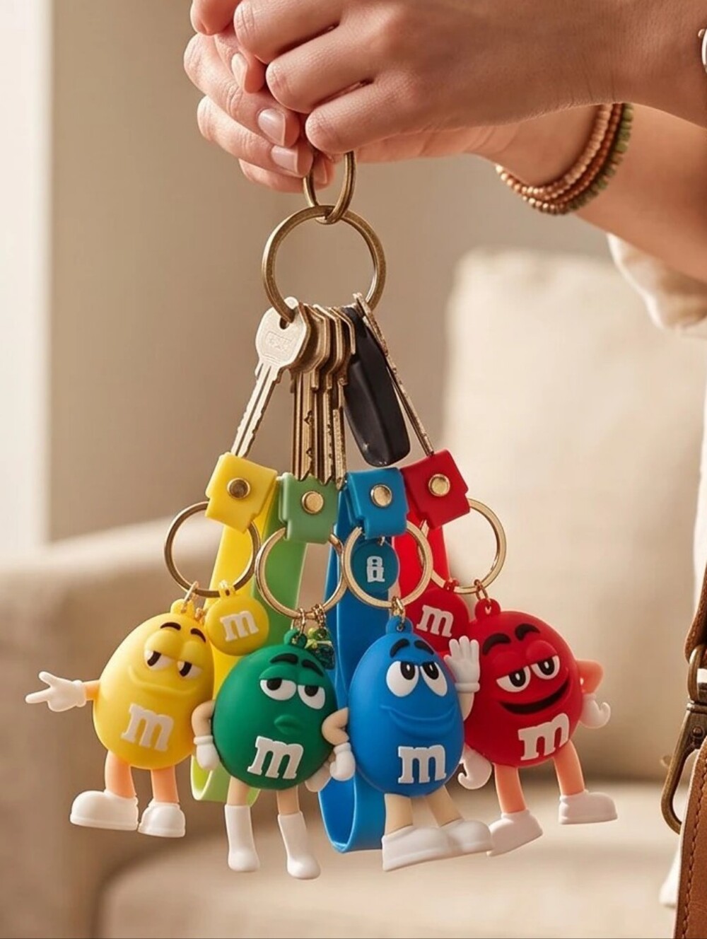 M&M'S Multicolor Character Keychain Set Of 4 - Yellow, Green, Blue, Red